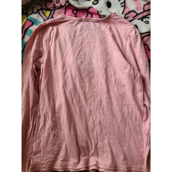 Gap Kids XL 12 Juniors Kids Girls Pink Longsleeve Pug Dog Pearl Necklace Lace - Picture 5 of 6